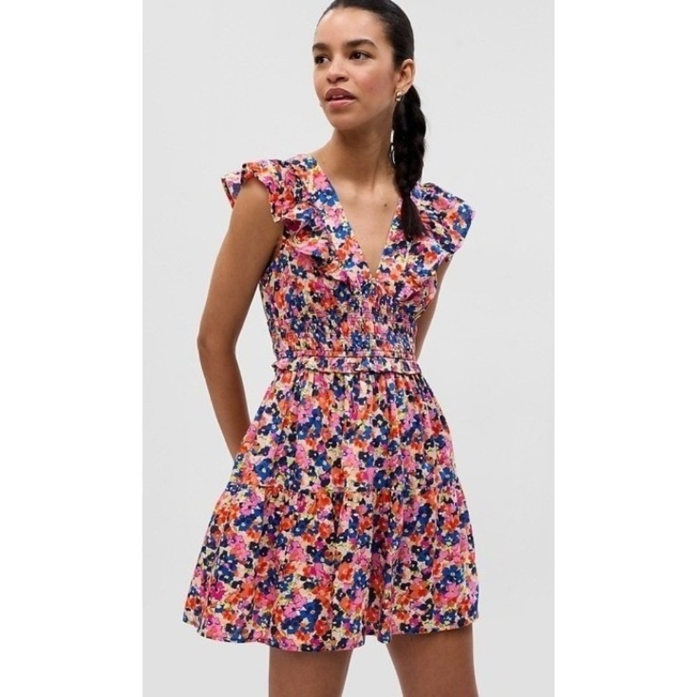 Gap Babydoll Fairy Mini‎ Womens Dress Small Floral Colorful Smocked Preppy NWT